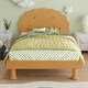 preview thumbnail 2 of 13, Full Size Cookie-Shaped Kids Bed with LED Light & Upholstered Curved Headboard, Walnut