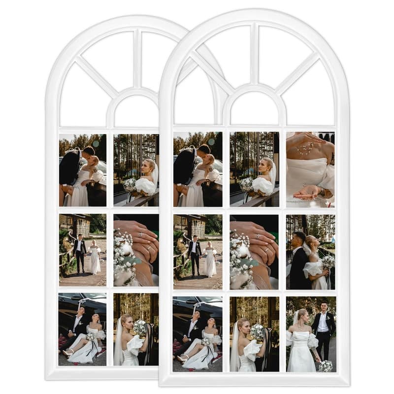 Gallery Distressed Arched Window Pane Wall Hanging Decorative Photo Collage Picture Frame