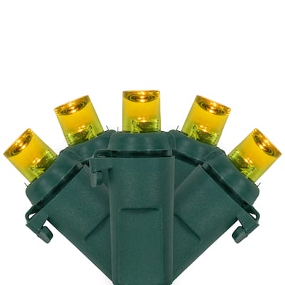 LED Wide Angle Christmas Lights - 33' Green Wire - Yellow - 100 ct