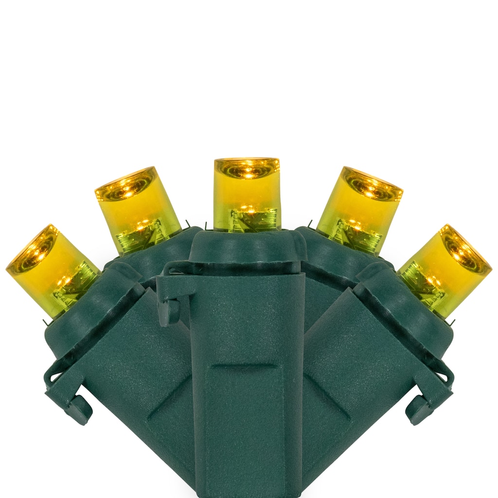 LED Wide Angle Christmas Lights - 33' Green Wire - Yellow - 100 ct