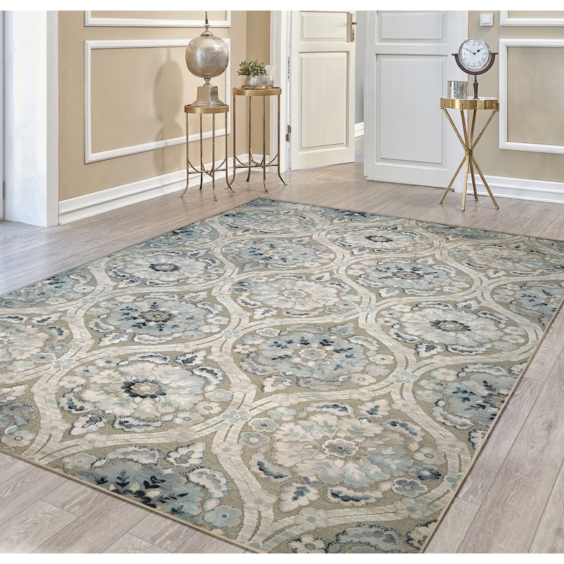 Couristan Cire Cherrington Floral High Low Area Rug - 2'1" x 3'7" - Ivory/Blue