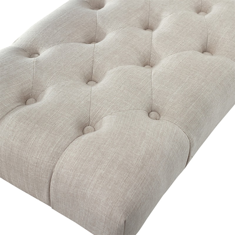 Fabric Tufted Turned Leg Dining Bench