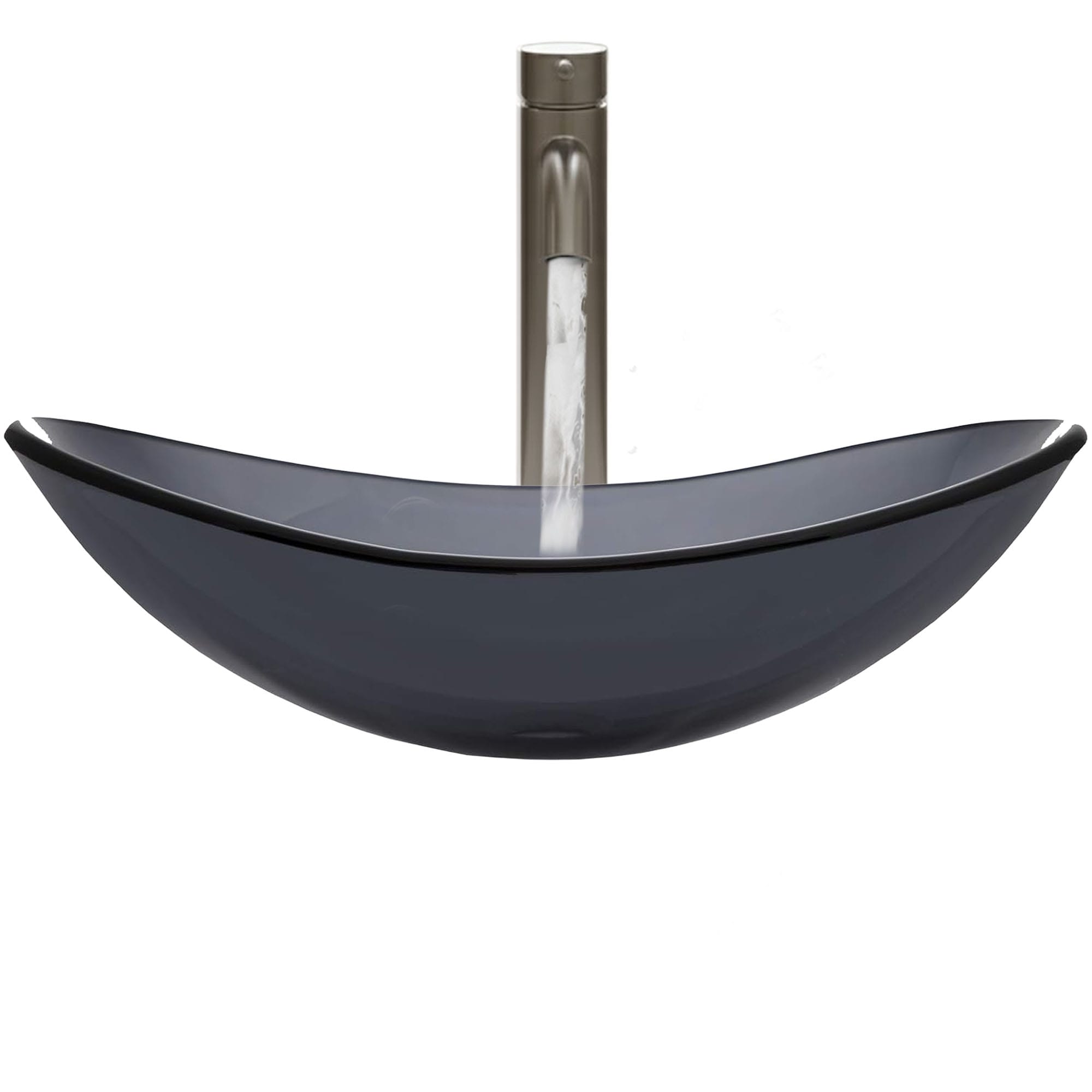 Eden Bath Dark Gray Canoe Glass Vessel Sink