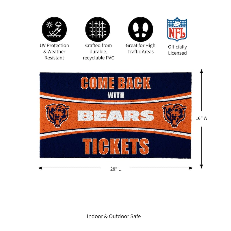 Chicago Bears 28 in. x 16 in. PVC "Come Back With Tickets" Trapper Door Mat
