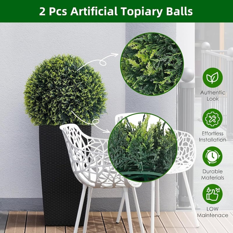 Artificial Cedar Topiary Plant Balls Set of 2 for Home Wedding Decor