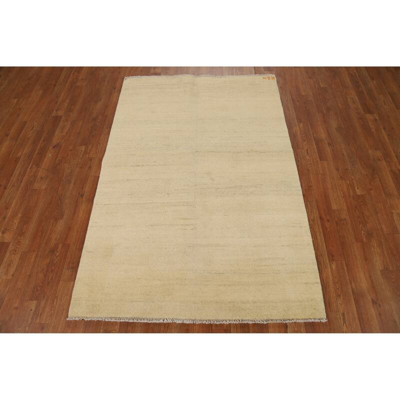 Gabbeh Modern Rug Hand-Knotted Solid Contemporary Wool Carpet - 3'11"x 5'10"