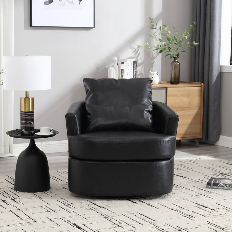 Comfy Round Accent Sofa Chair for Living Room, 360 Degree Swivel Barrel Club Chair for Nursery, Hotel, Bedroom, Office, Lounge
