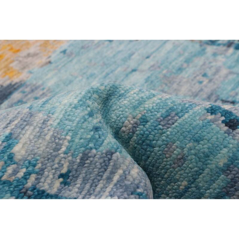 ECARPETGALLERY Hand-knotted Mystique Blue, Orange Wool Rug - 10'0 x 13'11