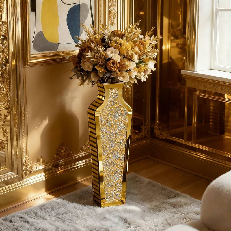 Glass Floor Vase Crystal Home Decor