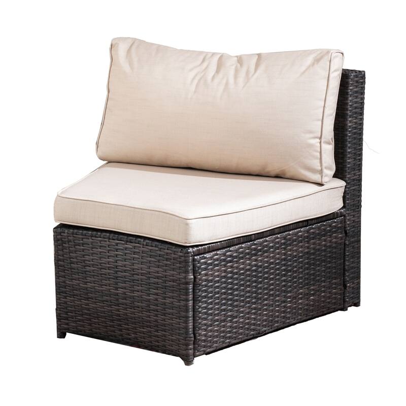 7-Piece Outdoor Patio Furniture Set with Adjustable Propane Fire Pit Table, Wicker Sofa and Tempered Glass Side Tables