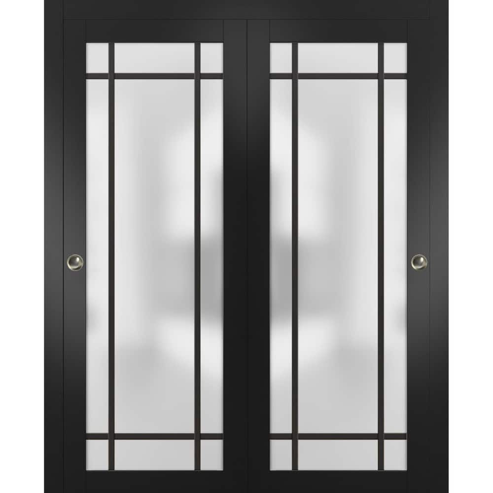 Bypass Doors 36 x 80 Planum 2112 Matte Black Sturdy Rails