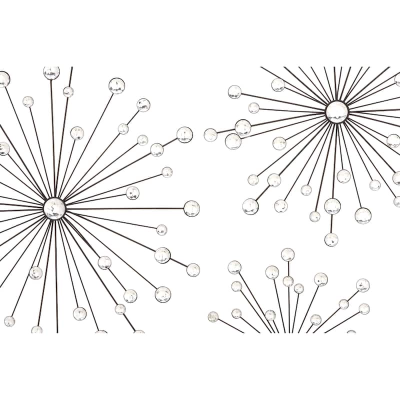 Metal Sunburst Home Wall Decor with Crystal Embellishment - Set of 3 Black - Roche River Decor