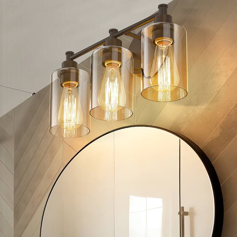 2/3/4/5-Light Bathroom Vanity Light with Clear Glass Shade - 3-Light - Oil-Rubbed Bronze