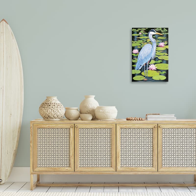 Stupell Heron Among Pond Lilies Canvas Wall Art Design By Rosiland Solomon
