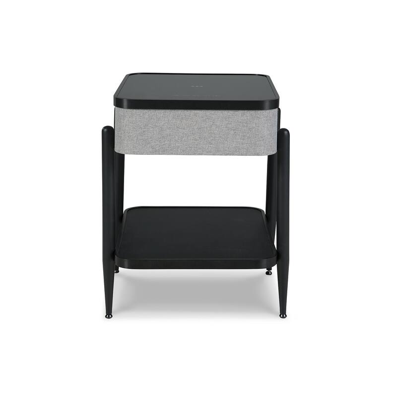 Ashley Furniture Jorvalee Gray/Black Bluetooth Enabled Accent Table with Charging Station - 16"W x 20"D x 24"H