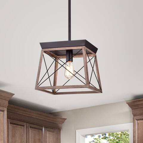 Celia Oil Rubbed Bronze 1-Light Open-Cage Metal Pendant Light