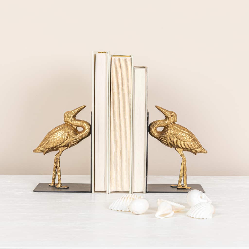 Decorative Cast Iron Bird Bookends, Set of 2 - 4.4"L x 3.5"W x 5.9"H