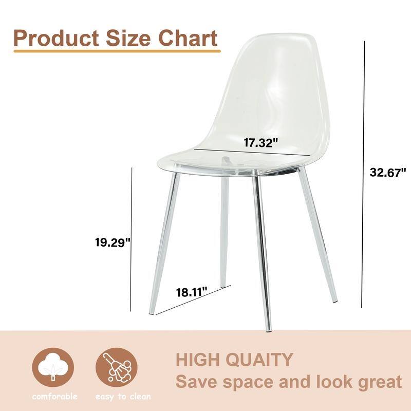 Modern Simple Transparent Dining Chair Set of 4