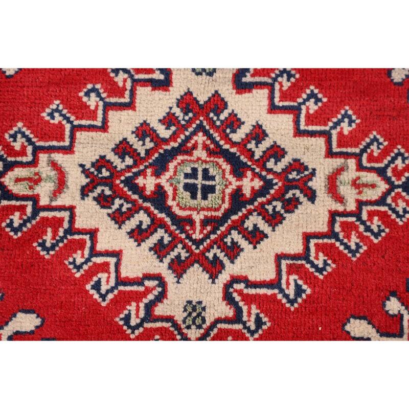 Traditional Red Kazak Rug Hand-Knotted Oriental Wool Carpet - 5'0" x 6'7"