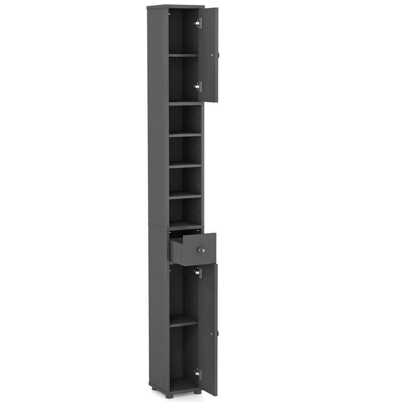 Narrow Freestanding Storage Cabinet for Bathroom Kitchen or Living Room Organization - 8" x 8" x 71"