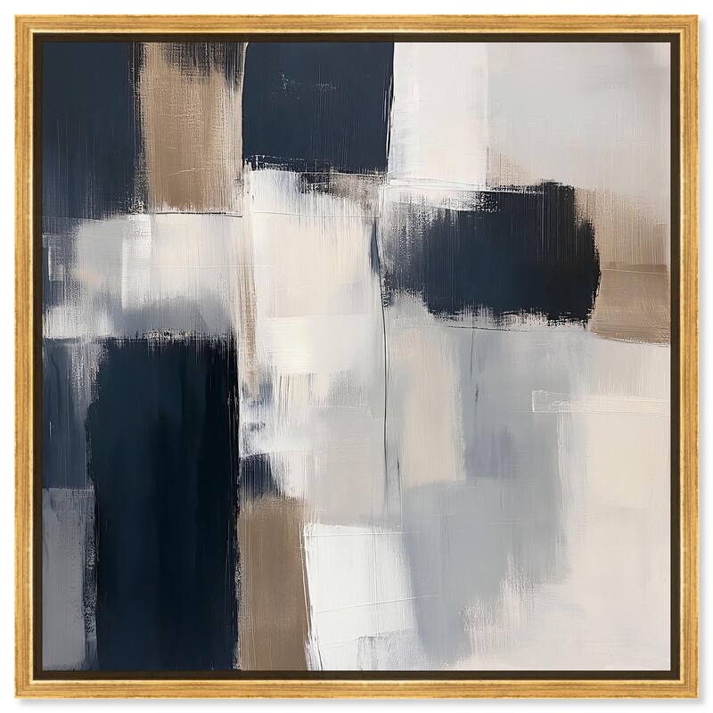 Blue and Tan Abstraction II Canvas by Art Remedy - Gold - 40" x 40"