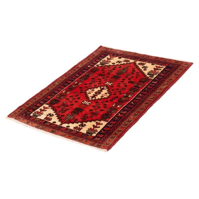 ECARPETGALLERY Hand-knotted Andelz Red Wool Rug - 3'5 x 4'6