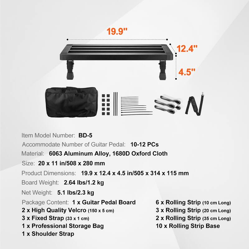 Guitar Pedal Board Fixed Strap Shoulder Strap, Accommodate 8 Guitar Pedals