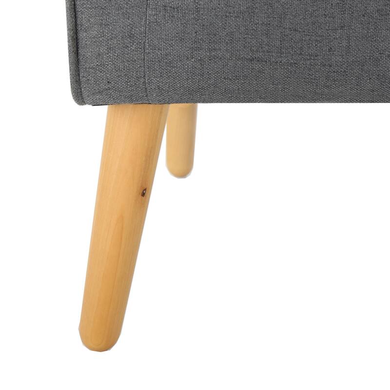 Charcoal Modern 25" Upholstered Button Tufted Arm Chair with Rubber Wood Legs for Living Room