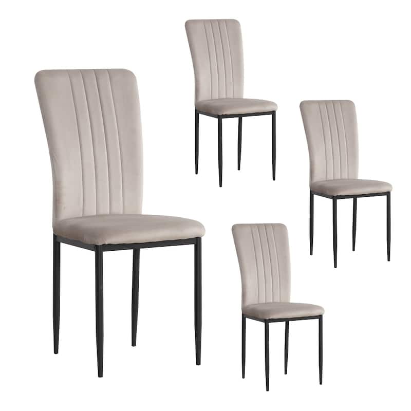 16.1" Velvet Upholstered Chairs with Metal Legs, Set of 4 - Grey