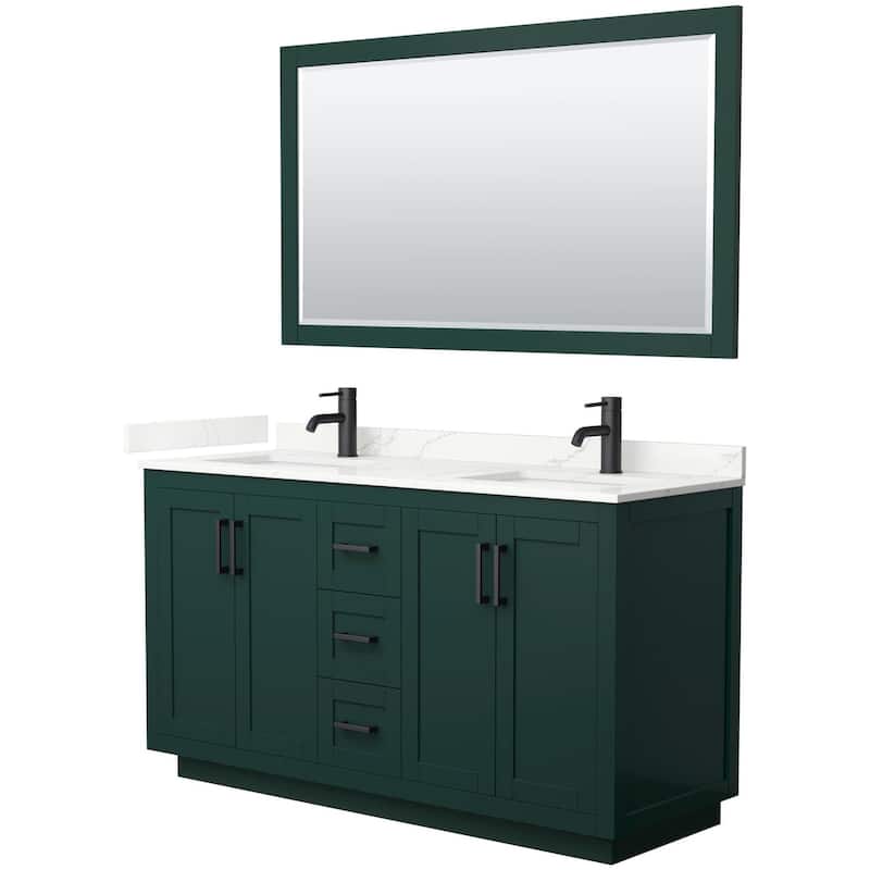 Wyndham Collection WCF292960D-QTZ-UNSM58 Miranda 60" Free Standing - Green / Giotto Quartz Top / Matte Black Hardware