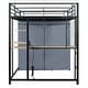preview thumbnail 32 of 78, Full Size Metal Loft Bed with Workstation Desk, Built-In Shelves, LED Light Strip, Power Outlet & Hanging Wardrobe Storage