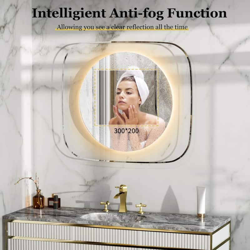 Innovative LED Lighted Bathroom Mirror with Backlit Clear Glass Frame 32”x 28” - 31.50x27.56 inch