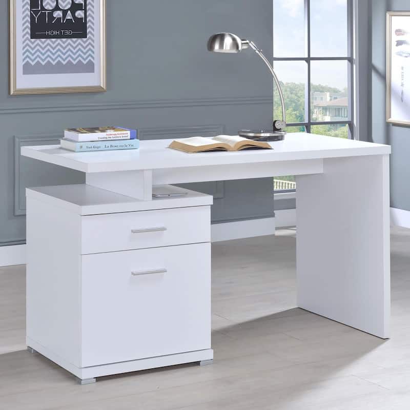 GDFStudio - Natalie Modern Reversible Office Desk with Drawers for Flexible Workspace