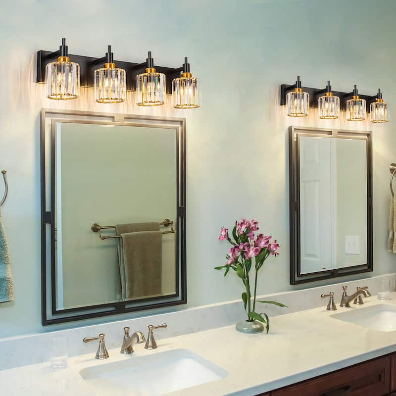 3/4/5-Light Modern Glam Dimmable Cylinder Crystal Wall Light Bathroom Vanity Light
