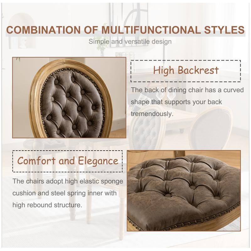 French Style Solid Wood Dining Chair with Nailhead Set of 6