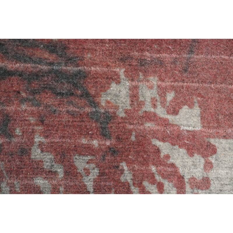 Hand Knotted Oriental Viscose Silk Carpet Modern All-Over Oranges & Rust Abstract Runner Rug - 4' 7'' X 2' 4''