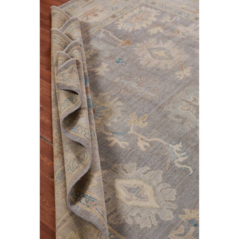 Hand Knotted Oriental 100% Wool Carpet Transitional All-Over Greys & Charcoal Oushak Area Rug - 9' 9'' X 8' 3''