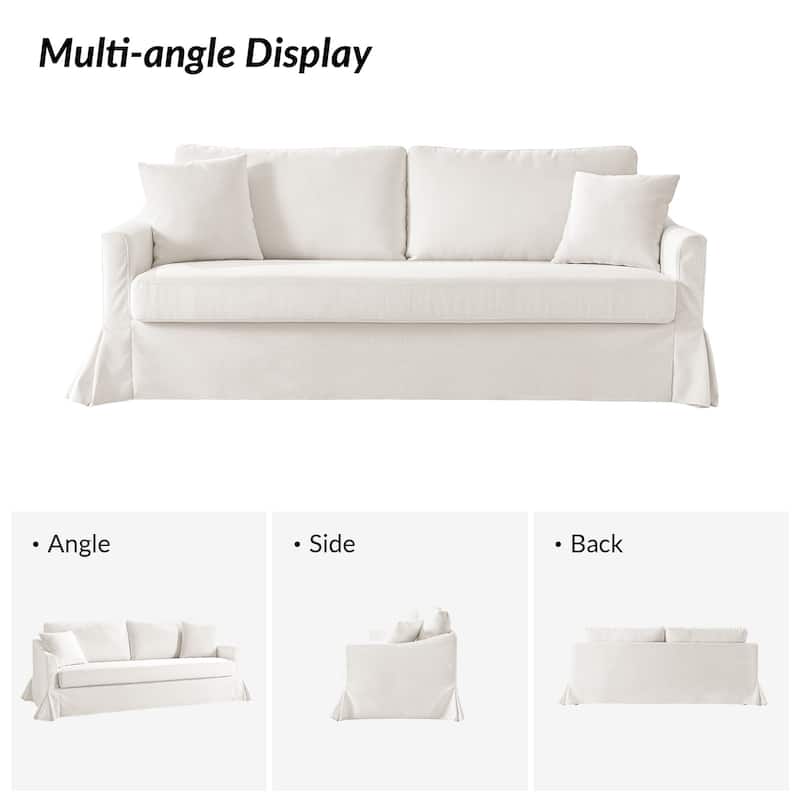Volkhard 80.5" Modern Slipcovered Sofa With Removable Back Cushion By HULALA HOME