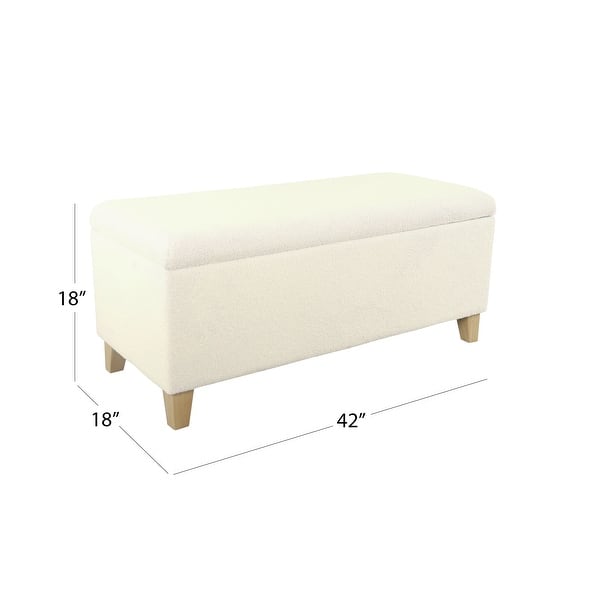 dimension image slide 0 of 2, HomePop Sherpa Upholstered Storage Bench - Cream