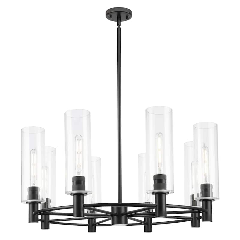 Innovations Lighting Downtown Urban - Crown Point - 8 Light 32" Stem Hung Chandelier with 12" Shade - Clear/Matte Black