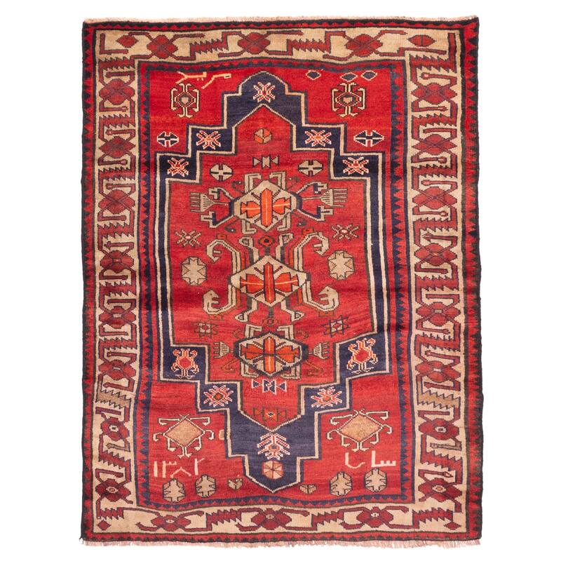 ECARPETGALLERY Hand-knotted Melis Vintage Red Wool Rug - 4'9 x 6'4