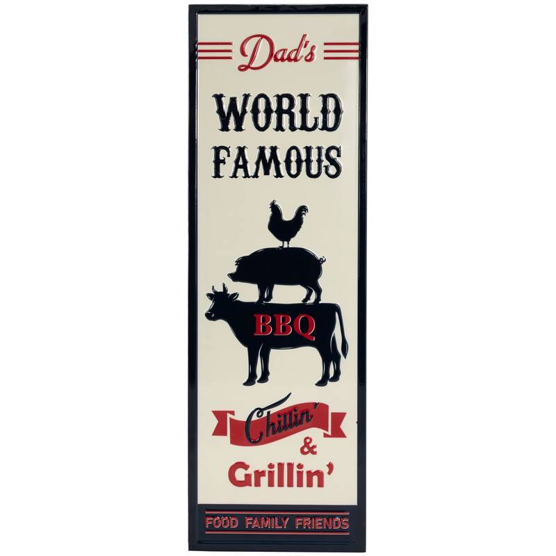 Dad's World Famous BBQ Metal Wall Sign - 23"