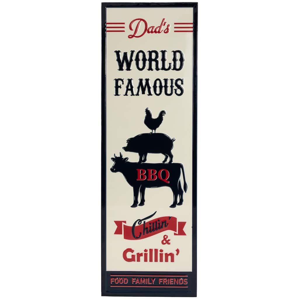 Dad's World Famous BBQ Metal Wall Sign - 23"