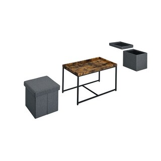 Oak Wood Grain 3 Piece Coffee Table Set - Bed Bath & Beyond - 37993210