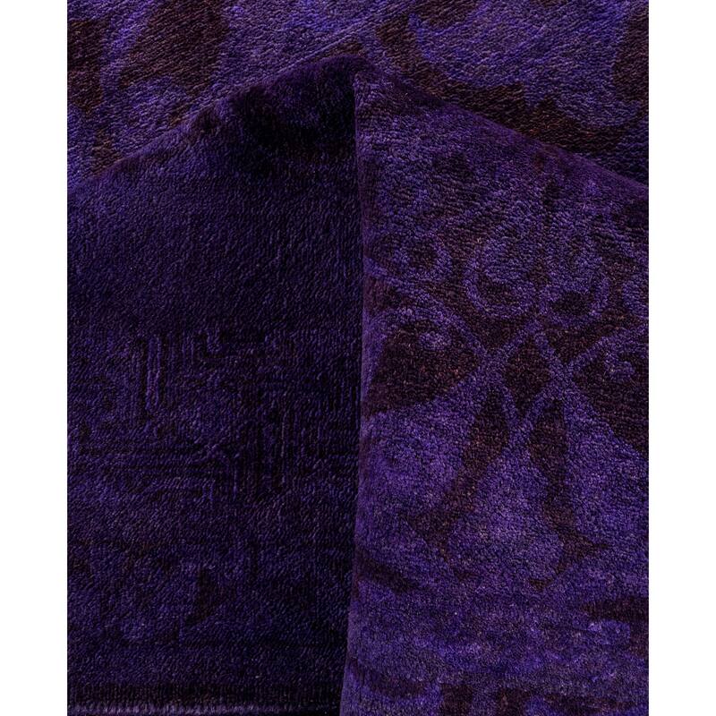 Overdyed One-of-a-Kind Hand-Knotted Area Rug - Purple - 4' 3" x 12' 1"