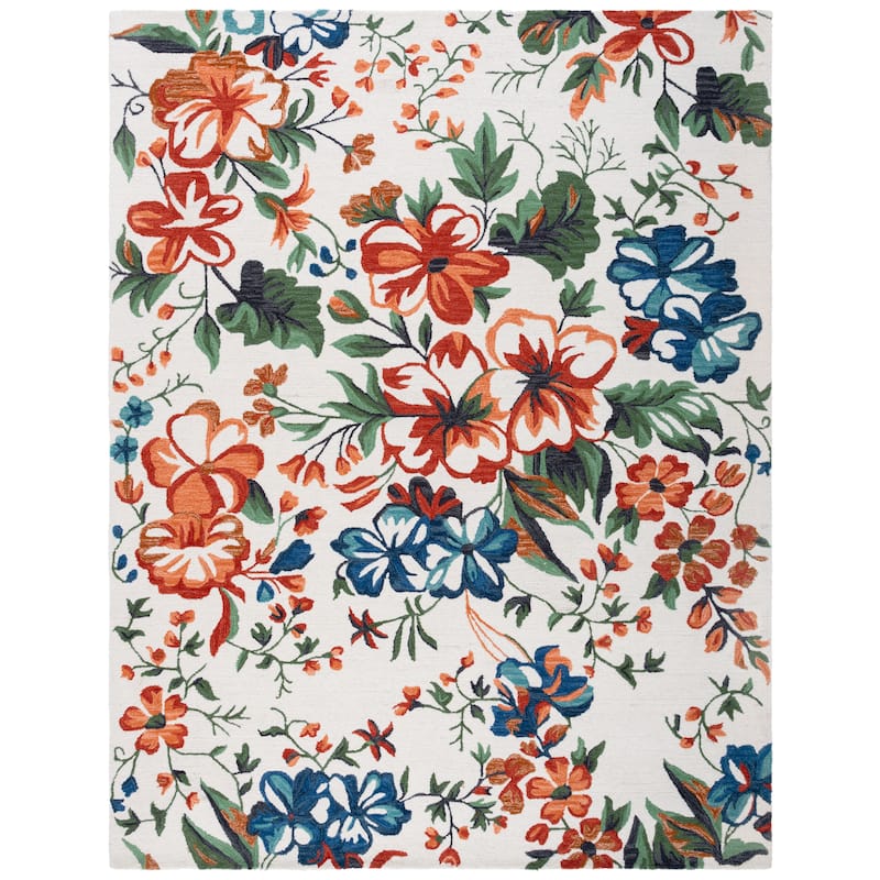 SAFAVIEH Handmade Jardin Engeline Country Wool Rug - 8' x 10' - Ivory/Orange