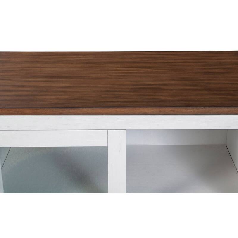 Alpine Furniture Donham Large Wood Display Cabinet in Brown and White