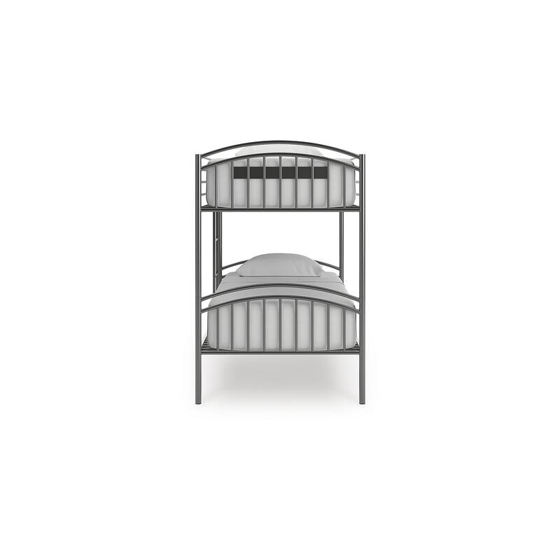 Signature Design by Ashley Graymound Gray Twin over Twin Bunk Bed with Ladder