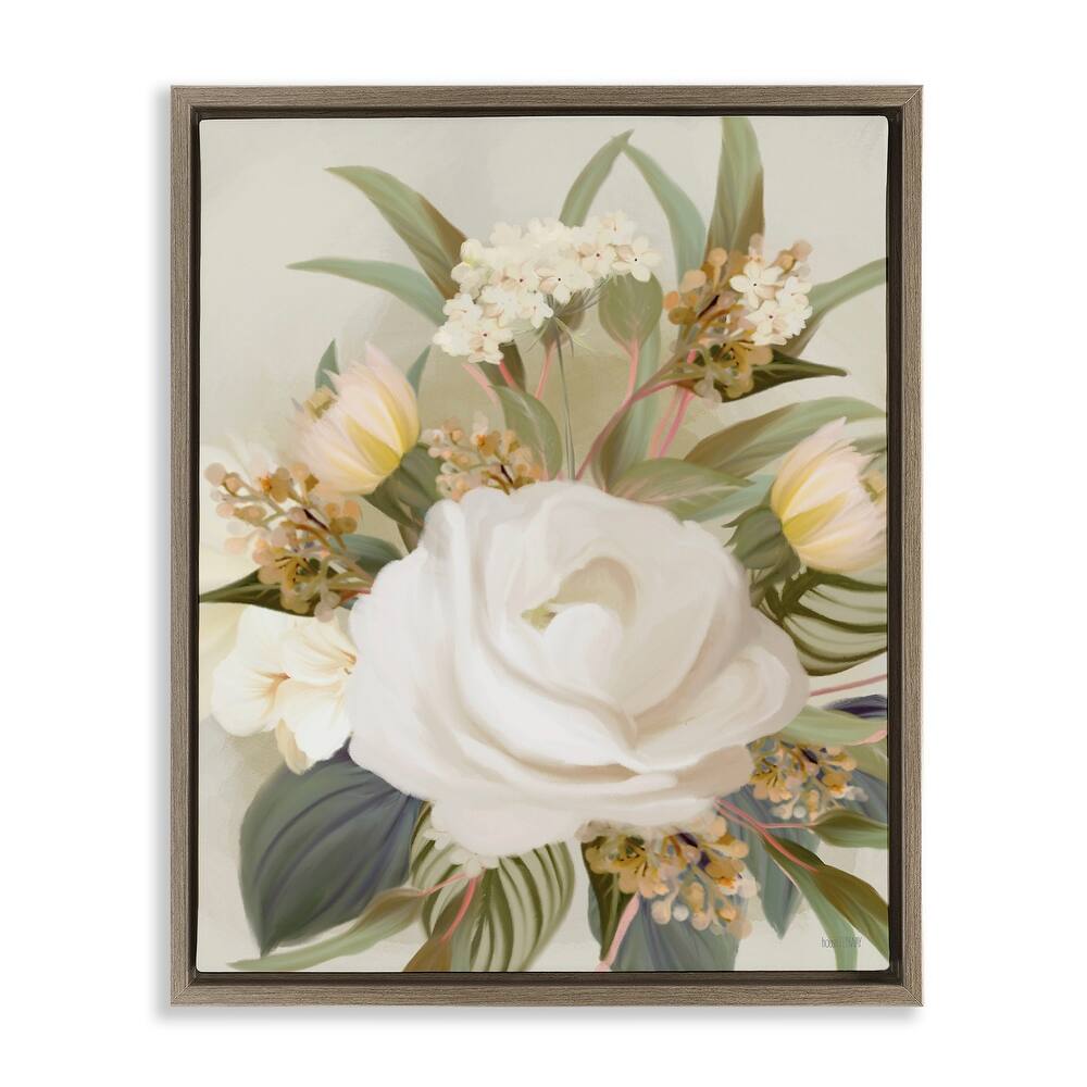 Stupell Charming Soft Rose Bundle Framed Floater Canvas Wall Art Design By House Fenway