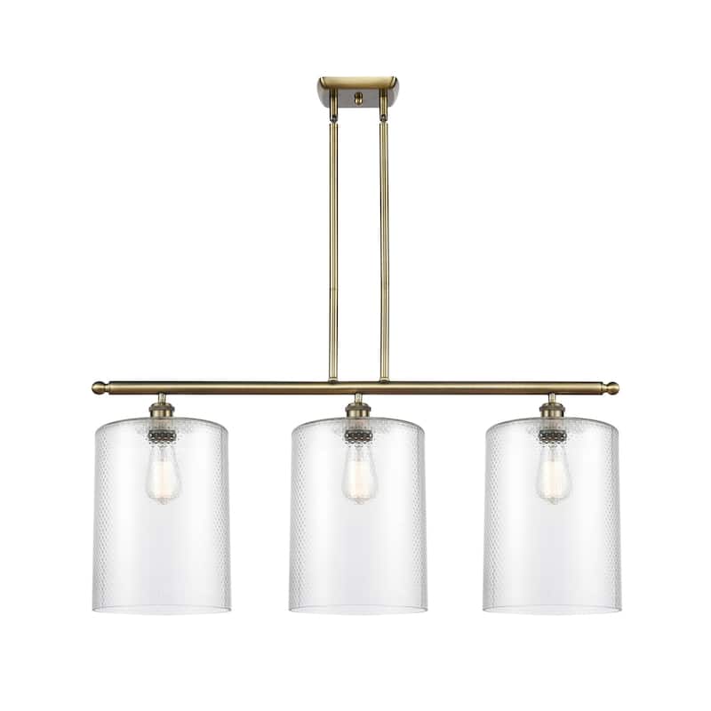 Innovations Lighting 516-3I-10-36-L Cobbleskill Linear Cobbleskill 3 - Antique Brass / Clear